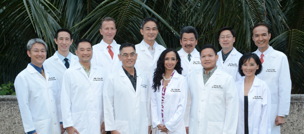 A group photo of the expert ophthalmologists and surgical team at the Eye Surgery Center of Hawaii.