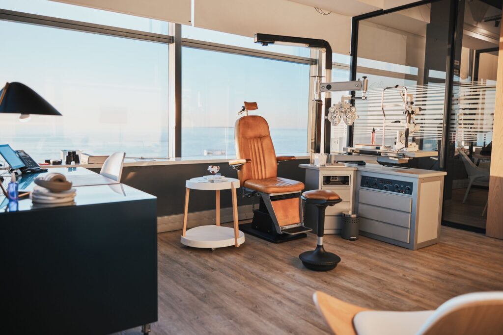Doctors chair in open office.